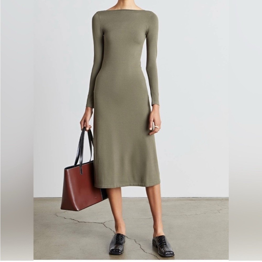 Who What Wear Collection Jade Square Back A Line Midi Dress XL Olive Green NWT